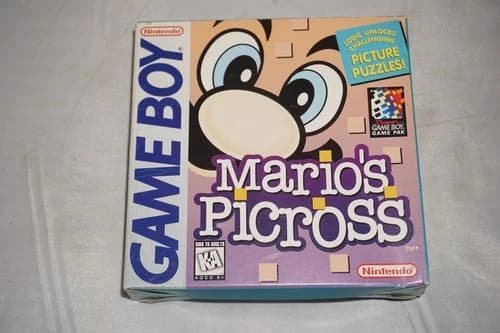 Mario's Picross (Nintendo Gameboy Game Boy GB) Complete CIB Authentic