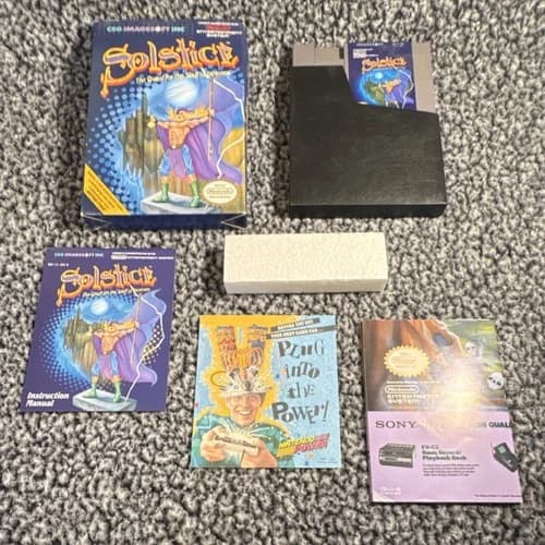 Solstice: The Quest for the Staff of Demnos NES Complete in Box 1990 w/manual