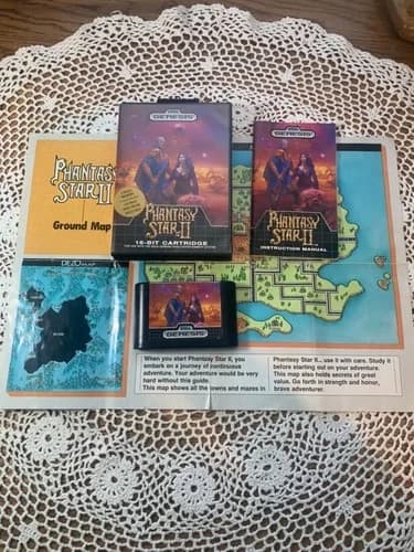 SEGA Phantasy Star II Genesis Complete CIB Map Manual Inserts Retro RPG classic