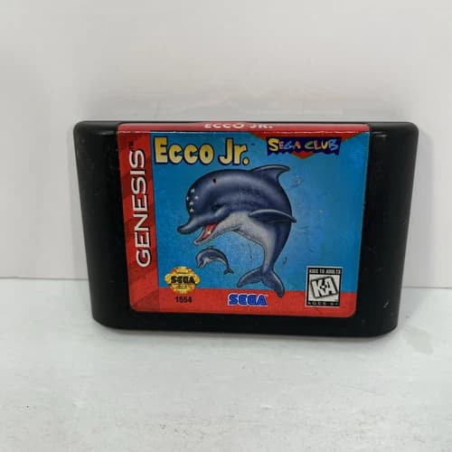 Ecco Jr. (Sega Genesis, 1995) Junior Authentic Game Cart Cleaned Tested Works