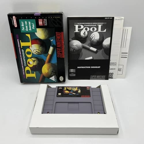 SNES Super Nintendo Championship Pool CIB Complete Authentic Tested Working 1991