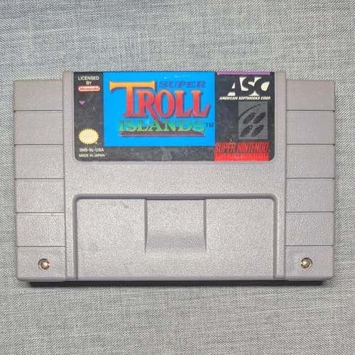 Super Troll Islands SNES Authentic Game Cartridge Nintendo