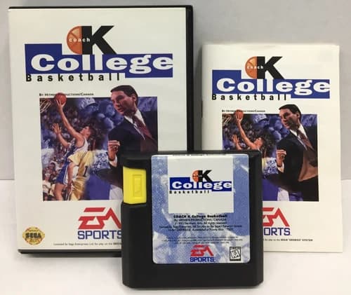 COMPLETE Coach K College Basketball SEGA GENESIS Manual CIB EA Tested & WORKING