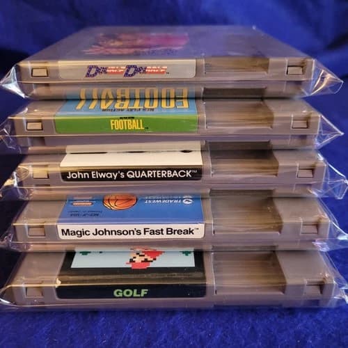 5 Five Tested NES Games - Double Dribble, Fast Break, Golf, Football, John Elway