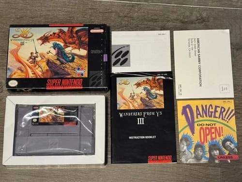 Ys III Wanderers From Ys Super Nintendo Snes Complete Very Good Shape Authentic