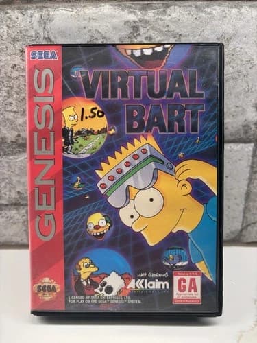 Virtual Bart Simpsons 1994 Sega Genesis Complete CIB Authentic OEM Tested Works