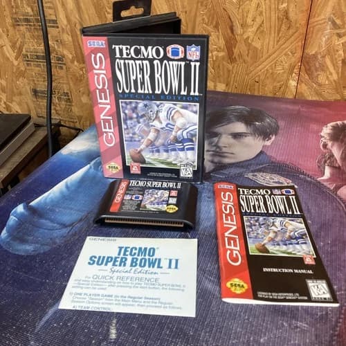 Tecmo Super Bowl II Special Edition Sega Genesis Complete Case Cart Manual Ref