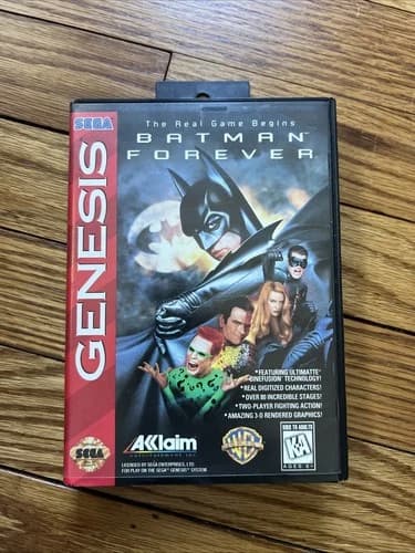 Batman Forever (Sega Genesis, 1995) w/Manual, Complete, CIB, Tested Working