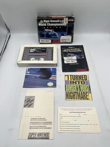 Nigel Mansell's World Championship Racing SNES Super Nintendo CIB Complete 1993