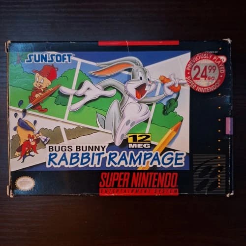 Bugs Bunny in Rabbit Rampage (SNES, 1994) Complete in Box