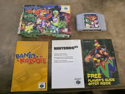 NINTENDO N64 - BANJO KAZOOIE Complete Box Inserts Tested Authentic Game Nice Cib