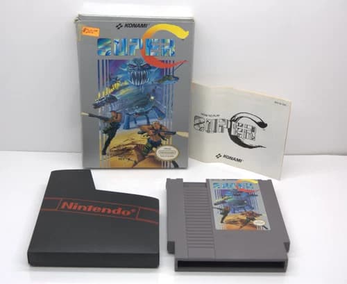 Super C Nintendo NES 1990 CIB Complete In Box Tested Authentic Konami Contra 2