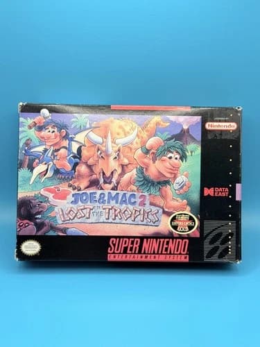 Joe & Mac 2: Lost in the Tropics (SNES, 1994) – Complete in Box (CIB) | Charity