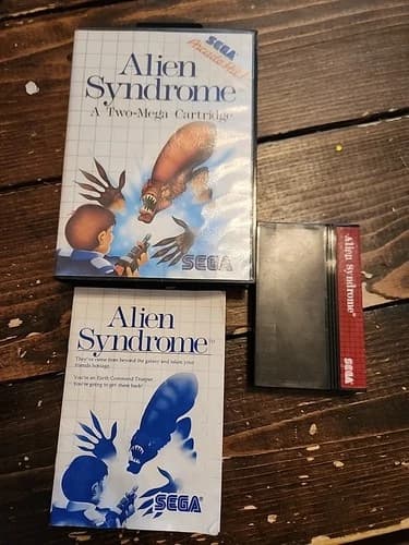 👽Alien Syndrome Sega Master System CIB Manual game Test 2-mega Cart Arcade RARE