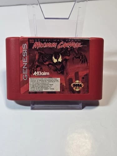 Sega Genesis Spiderman Venom Maximum Carnage Red Game Cartridge Only