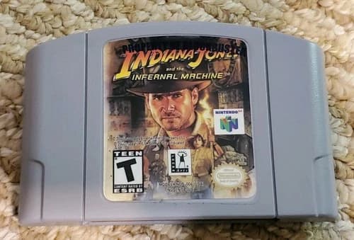 Indiana Jones and the Infernal Machine N64 Cartridge PROPERTY OF BLOCKBUSTER
