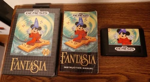 Fantasia COMPLETE CIB (Sega Genesis, 1991) Disney Mickey Mouse