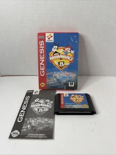 Animaniacs (Sega Genesis) Authentic Game Cartridge, Complete CIB with manual