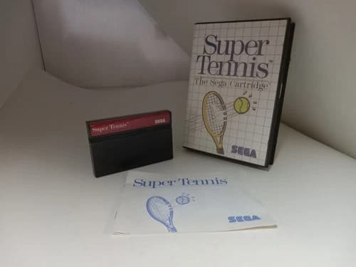 Super Tennis cartridge Sega Master system complete CIB TESTED works V40