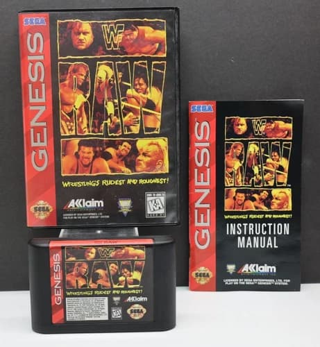 WWF Raw Sega Genesis 1994 CIB Wrestling Tested Cleaned
