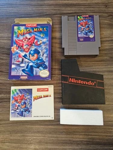 Mega Man 5 Nintendo NES Complete CIB Great Shape Video Game