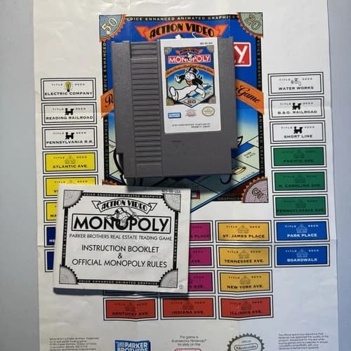 Monopoly Nintendo NES 1991 Authentic Game Cartridge Vintage Tested & Working