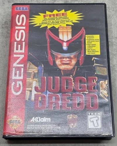 Authentic Judge Dredd Sega Genesis Game Complete with Manual CIB