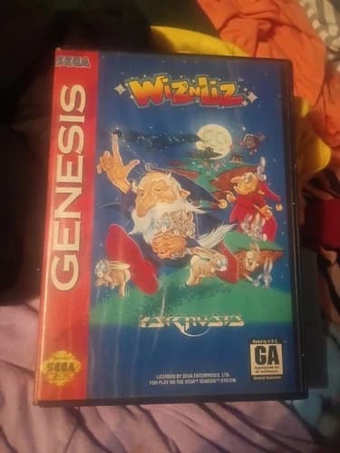 Wiz 'N' Liz Sega Genesis Game Box with Manual Complete CIB