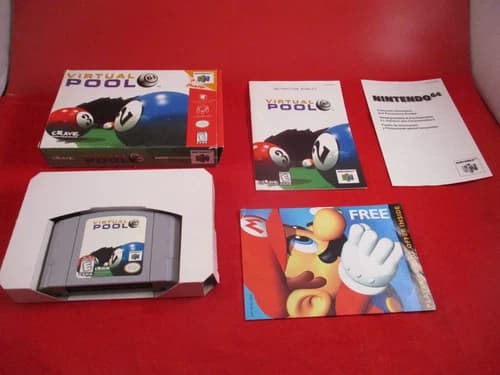 Virtual Pool 64 (Nintendo 64, 1998) N64 COMPLETE w/ Box manual game WORKS! #H1