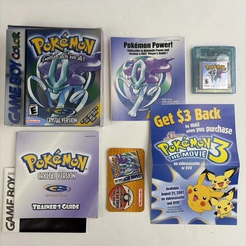 NICE Pokemon Crystal Version Authentic Complete Box CIB Game Boy Color New Bat