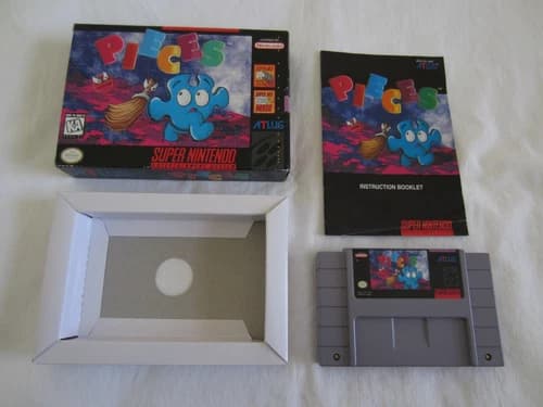 Pieces (SNES) Super Nintendo CIB Complete Box 1994 Atlus Puzzle RARE