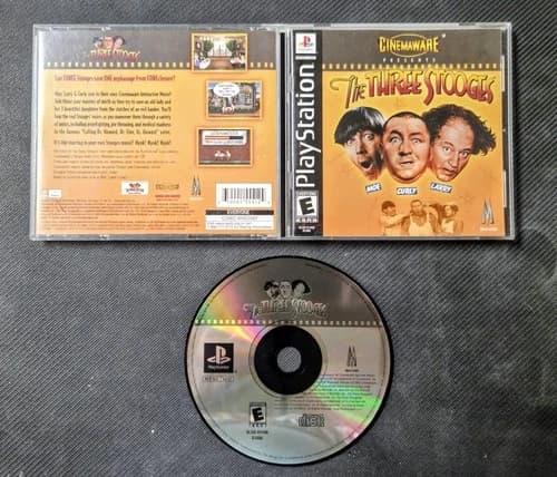 The Three Stooges PS1 Sony PlayStation 1 2003 CIB Complete Manual Registration