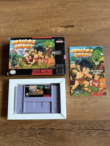 Congo's Capers (SNES, 1993) Fun Platformer DATA EAST CIB Complete - Tested!