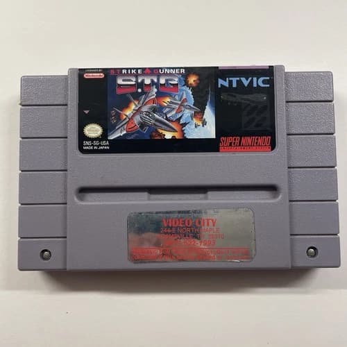 Strike Gunner S.T.G. Super Nintendo SNES Game Cartridge Tested 1991 Ex Rental
