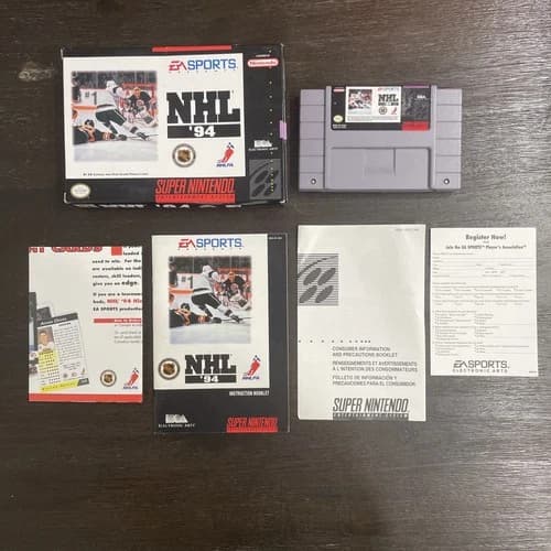 NHL 94 (Super Nintendo Entertainment System SNES, 1993) COMPLETE w/Box manual