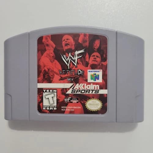 WWF Attitude (Nintendo 64, N64) 1999 Game Cartridge, Authentic, Tested