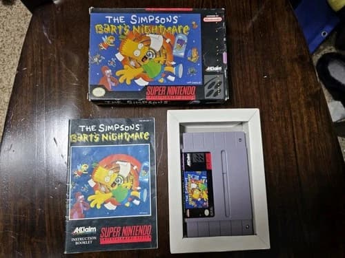 The Simpsons Bart's Nightmare CIB Super Nintendo SNES Complete Box Manual