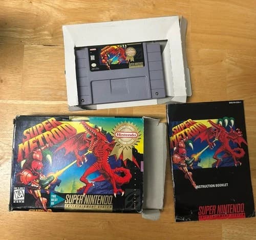 Super Metroid (SNES, 1994) Players Choice Complete In Box CIB Super Nintendo