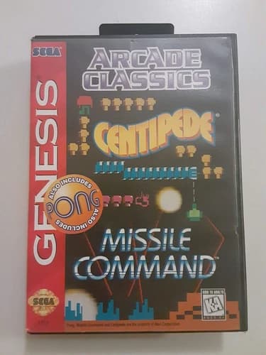 SEGA Genesis ARCADE CLASSICS Missile Command/MORE Video Game w/ Manual COMPLETE