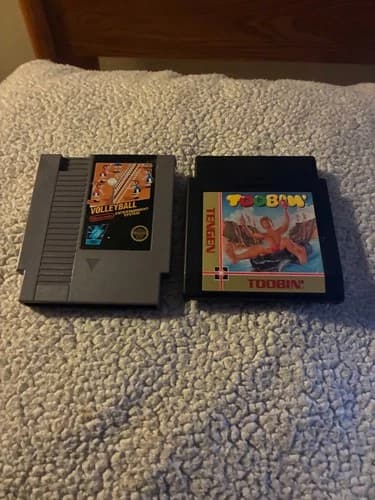 TOOBIN and VOLLEYBALL NES CARTS !!! NO BOXES !!!!! tengen toobin nes volleyball