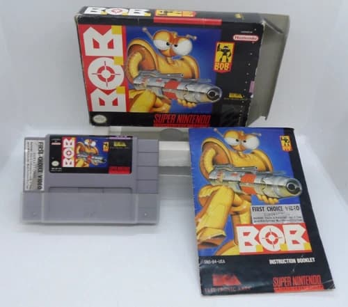 Complete In Box ~ B.O.B. BOB (Super Nintendo, Former Rental) SNES cib NO INSERTS