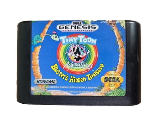 Tiny Toon Adventures Buster's Hidden Treasure Sega Genesis Tested Good Label
