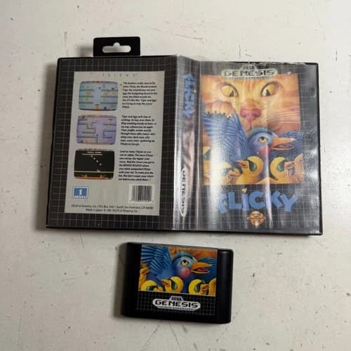 Flicky (Sega Genesis, 1991) Platformer Arcade Puzzle Video Game Cartridge
