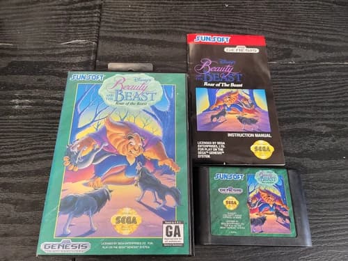 Disney's Beauty and The Beast Roar Of Beast Sega Genesis Complete In Box CIB PU
