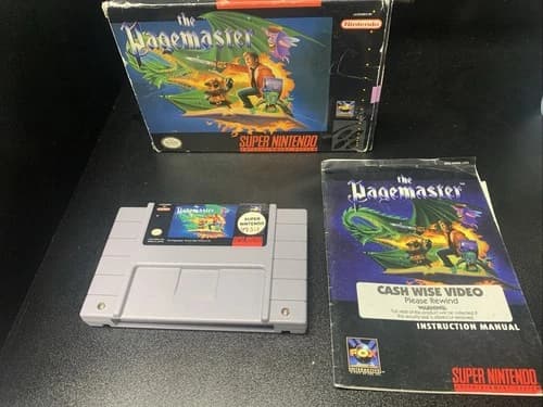 The Pagemaster (SNES Super Nintendo, 1994) Game, Box and Manual Authentic READ