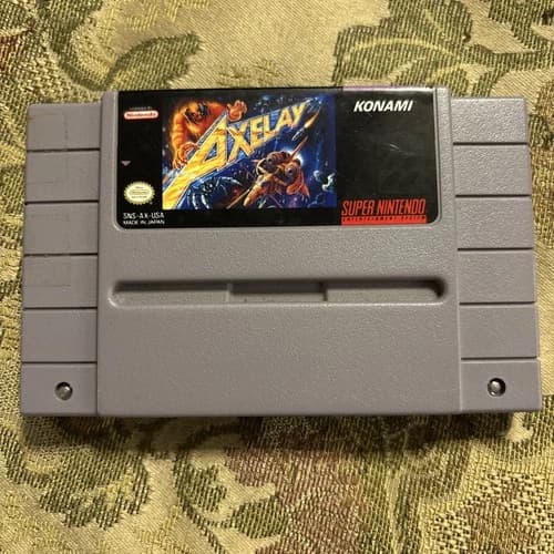 Axelay (Super Nintendo SNES, 1991) - Authentic Tested Nice Label !!