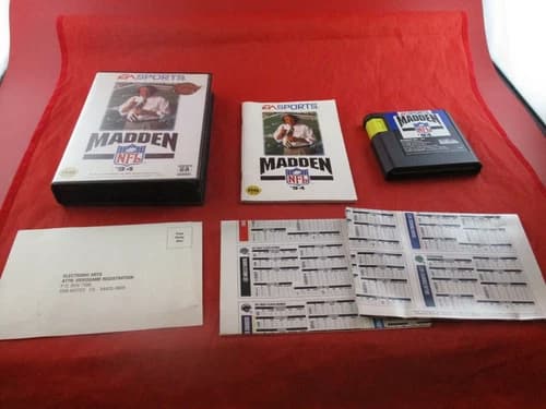 Madden NFL '94 (Sega Genesis, 1993) COMPLETE w/ Box manual game WORKS!