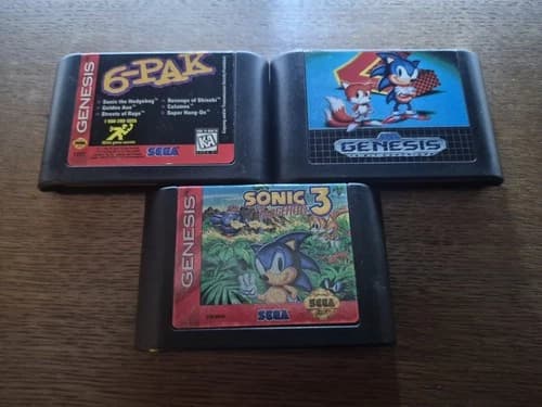 Sonic The Hedgehog Sega Genesis 6-Pak, 2 And 3 Cartridges