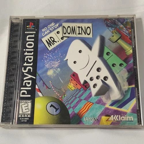 PlayStation 1 PS1 No One Can Stop Mr. Domino Complete CIB VG Video Game