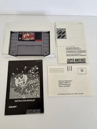 Taz-Mania (Super Nintendo Entertainment System, 1993) SNES CIB Complete TESTED